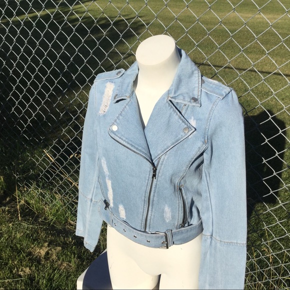 Ci Sono moto style light wash jean jacket - Picture 6 of 13